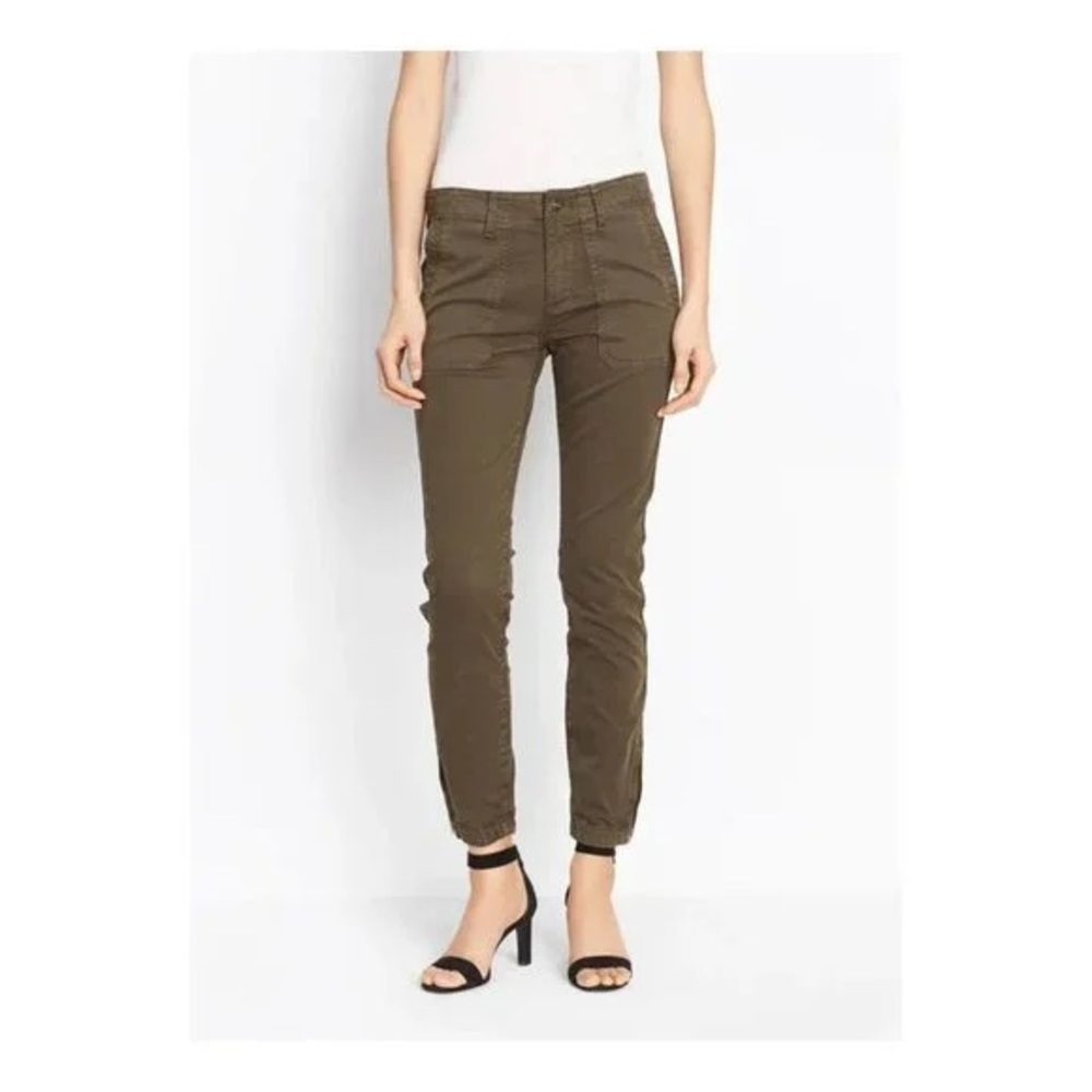 VINCE Women's Dark Willow Olive Green Ankle Zip Utility Cargo Pants